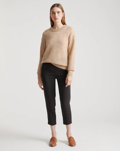 Baby Alpaca-Wool Diamond Stitch Crew - XS / Charcoal