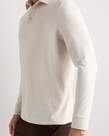 Flowknit Breeze Performance Long Sleeve Polo - XS / Heather Black