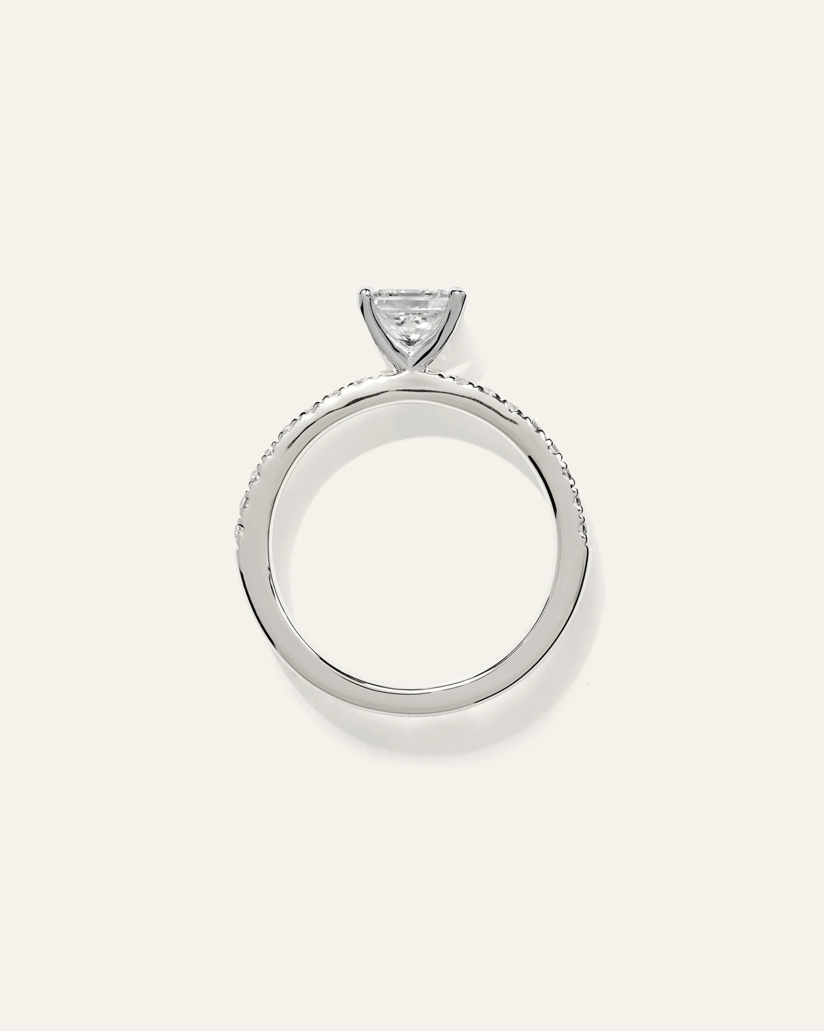 Lab Grown Diamond Princess Petite Pave Engagement Ring - 1ct - 4 / Yellow Gold