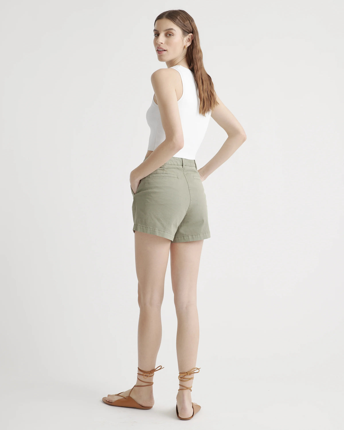 Organic Stretch Cotton Chino Shorts - 0 / Shell Pink