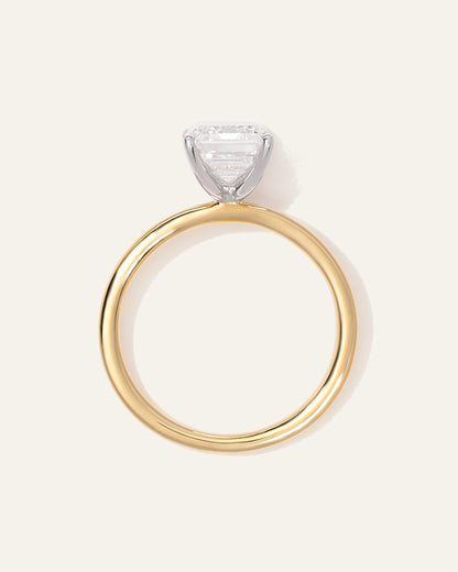 Lab Grown Diamond Emerald Comfort Fit Engagement Ring - 3ct - 4 / Yellow Gold