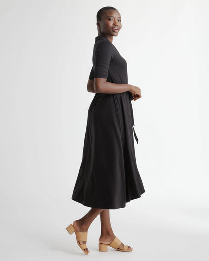 Tencel Jersey Midi Wrap Dress - XS / Brown