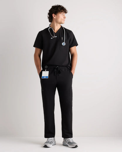 AeraFlex 3-Pocket Scrub Top - S / Bold Black