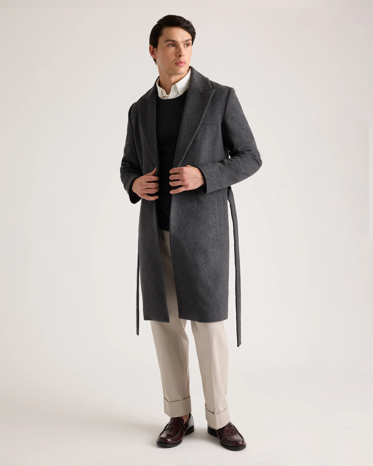 Italian Wool Belted Overcoat - S / Caramel