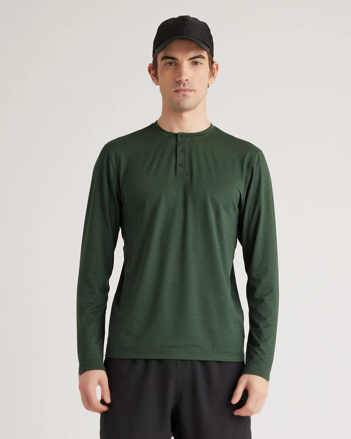Flowknit Breeze Performance Long Sleeve Henley Tee - XS / Olive
