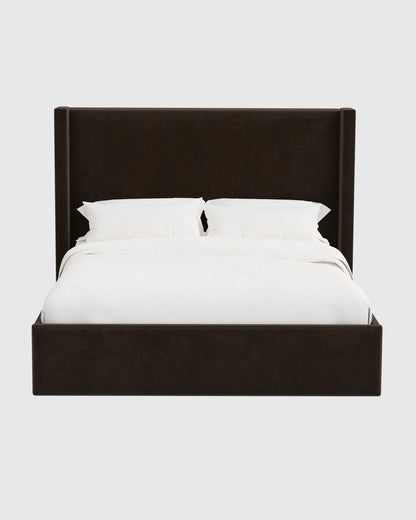 Wingback Bed in Performance Velvet - Full / Walnut