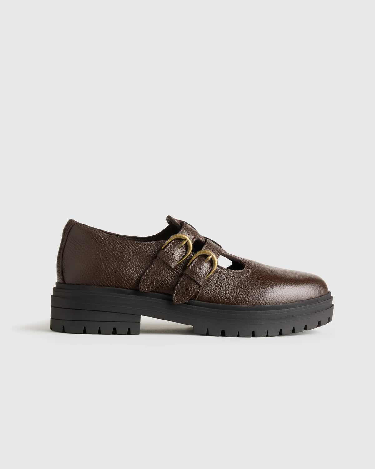 Italian Leather Lug Sole Mary Jane - 5 / Black