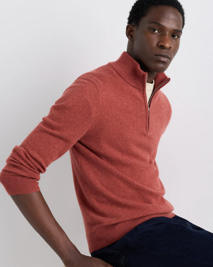 Mongolian Cashmere Quarter Zip Sweater - S / Olive Twist