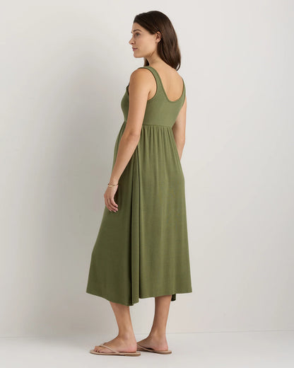 Bamboo Maternity Sleeveless Button Front Dress - XS / Classic White