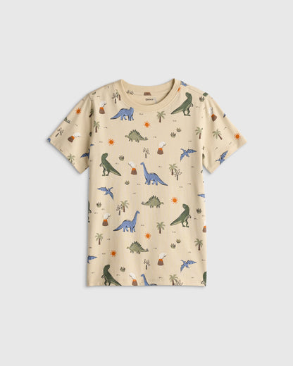 100% Organic Cotton Jersey Short Sleeve Tee - 6 / Dino Sketch