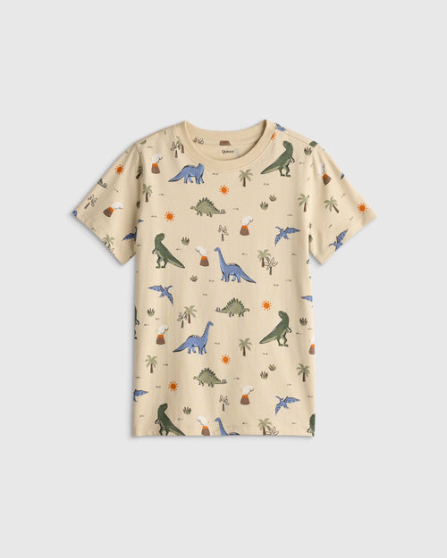100% Organic Cotton Jersey Short Sleeve Tee - 6 / Dino Sketch