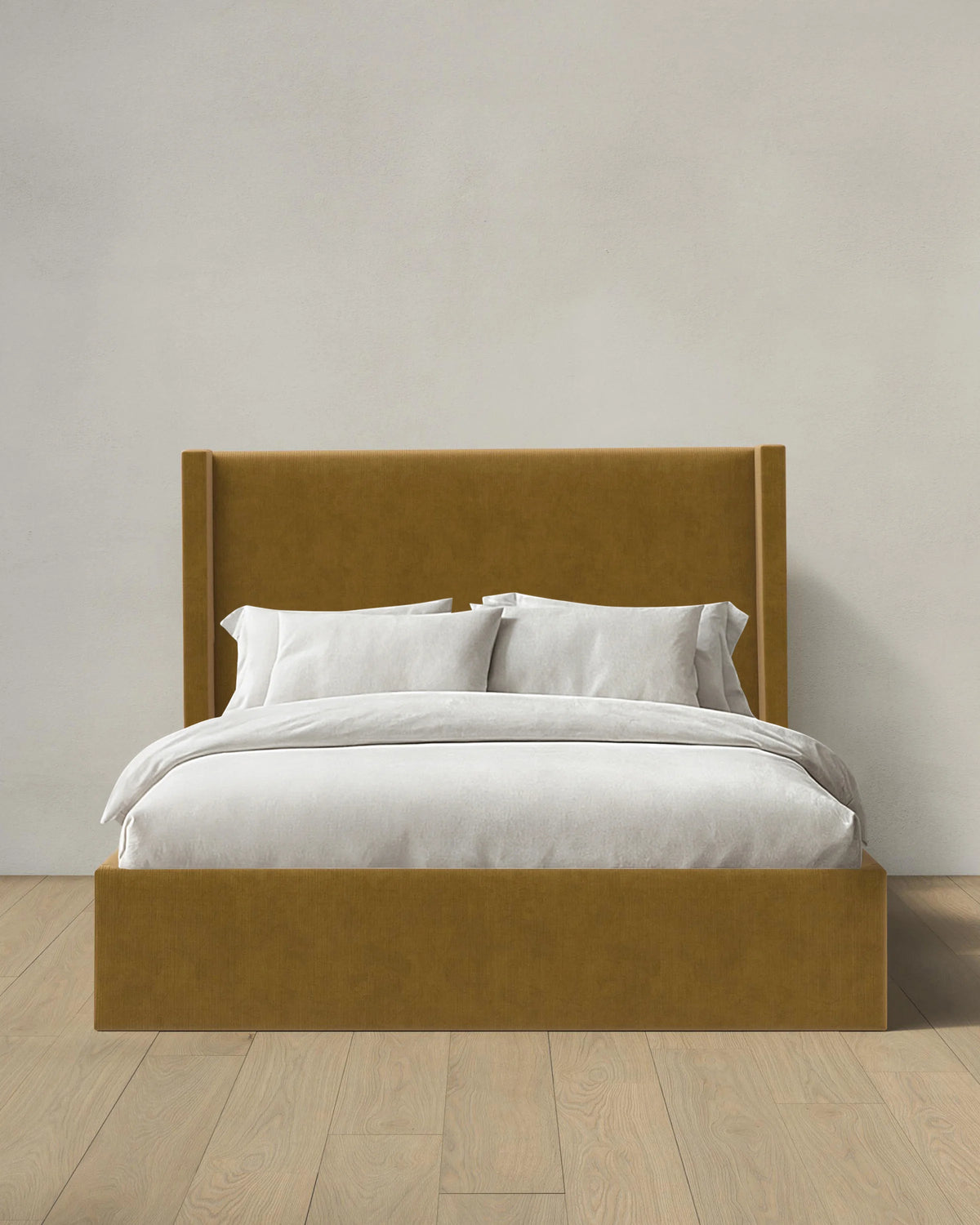 Wingback Bed in Performance Velvet - Full / Walnut