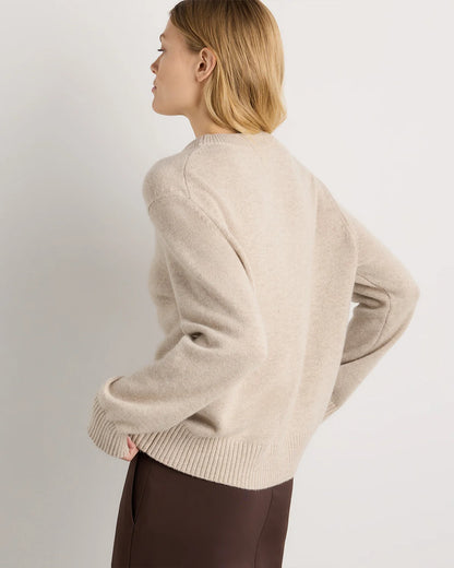Mongolian Cashmere Oversized Crewneck Sweater - XS / Undyed Natural Heather