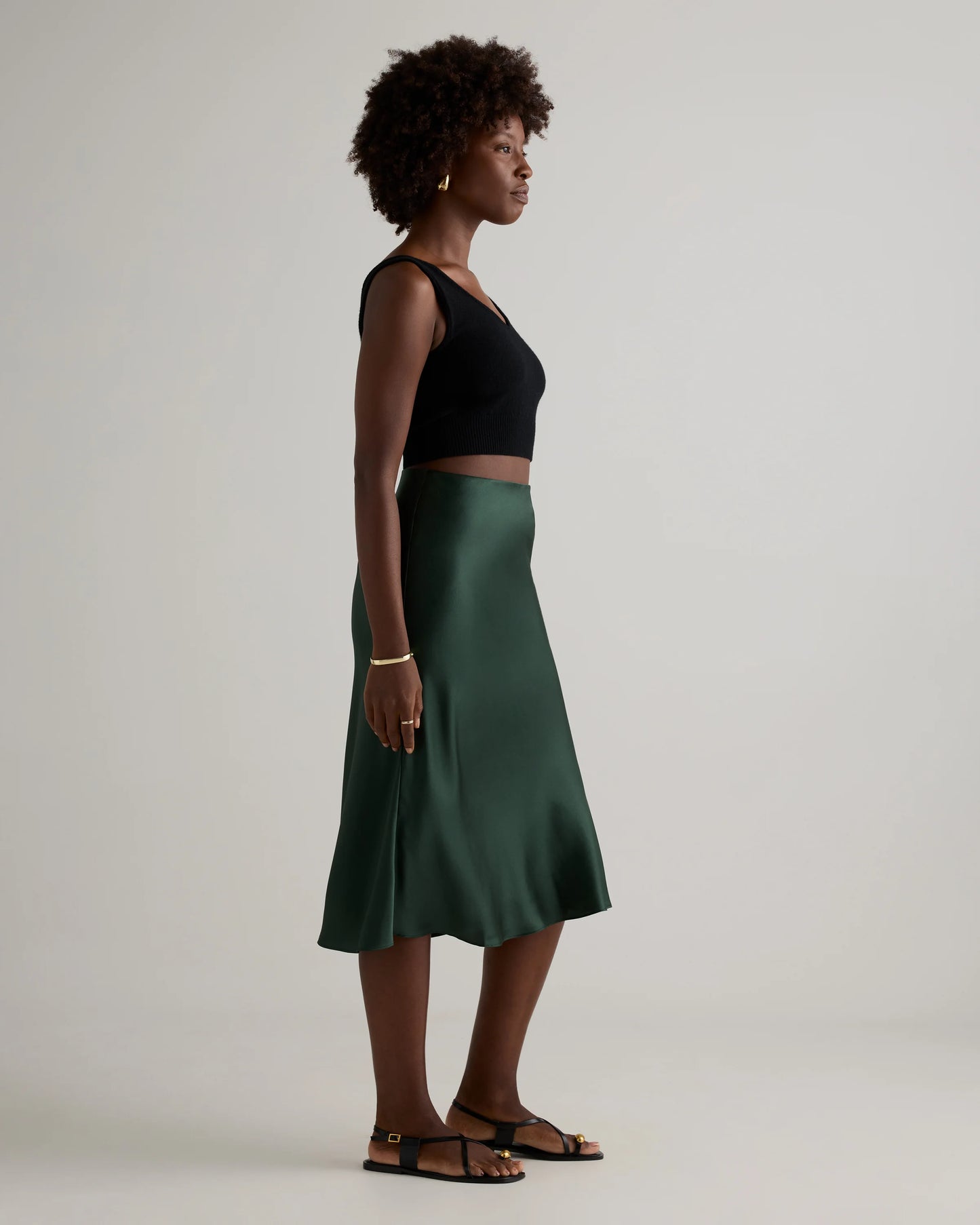 100% Washable Silk Skirt - XS / Champagne