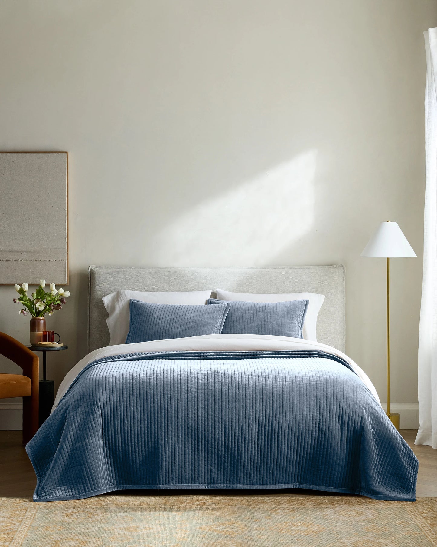 Cotton Velvet Channel Quilt - Full/Queen / Glacier Blue