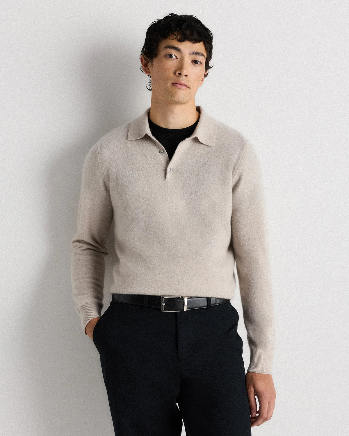 Mongolian Cashmere Polo Sweater - S / True Navy