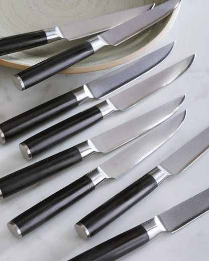 Essential Japanese Damascus Steel Steak Knife Set - One Size / No Color