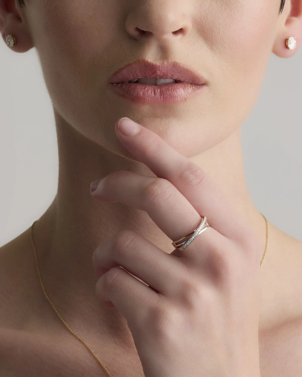 14K Gold Diamond Orbit Ring - 4 / Rose Gold