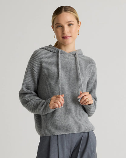 Mongolian Cashmere Fisherman Pullover Hoodie - XS / Heather Grey