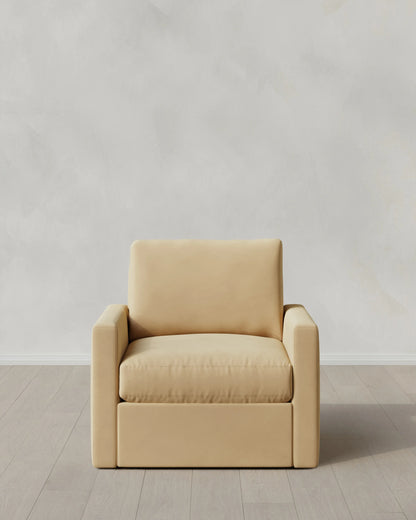 Brennan Swivel Chair in Performance Velvet - 32" / Rust