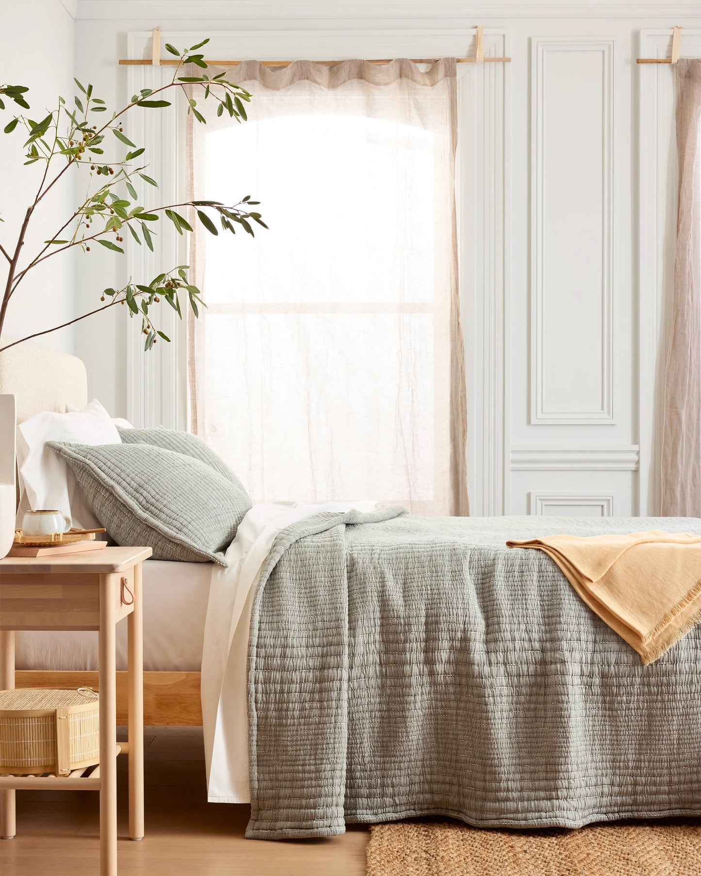 Organic Cotton Channel Stitch Coverlet - Twin / Coral Pink