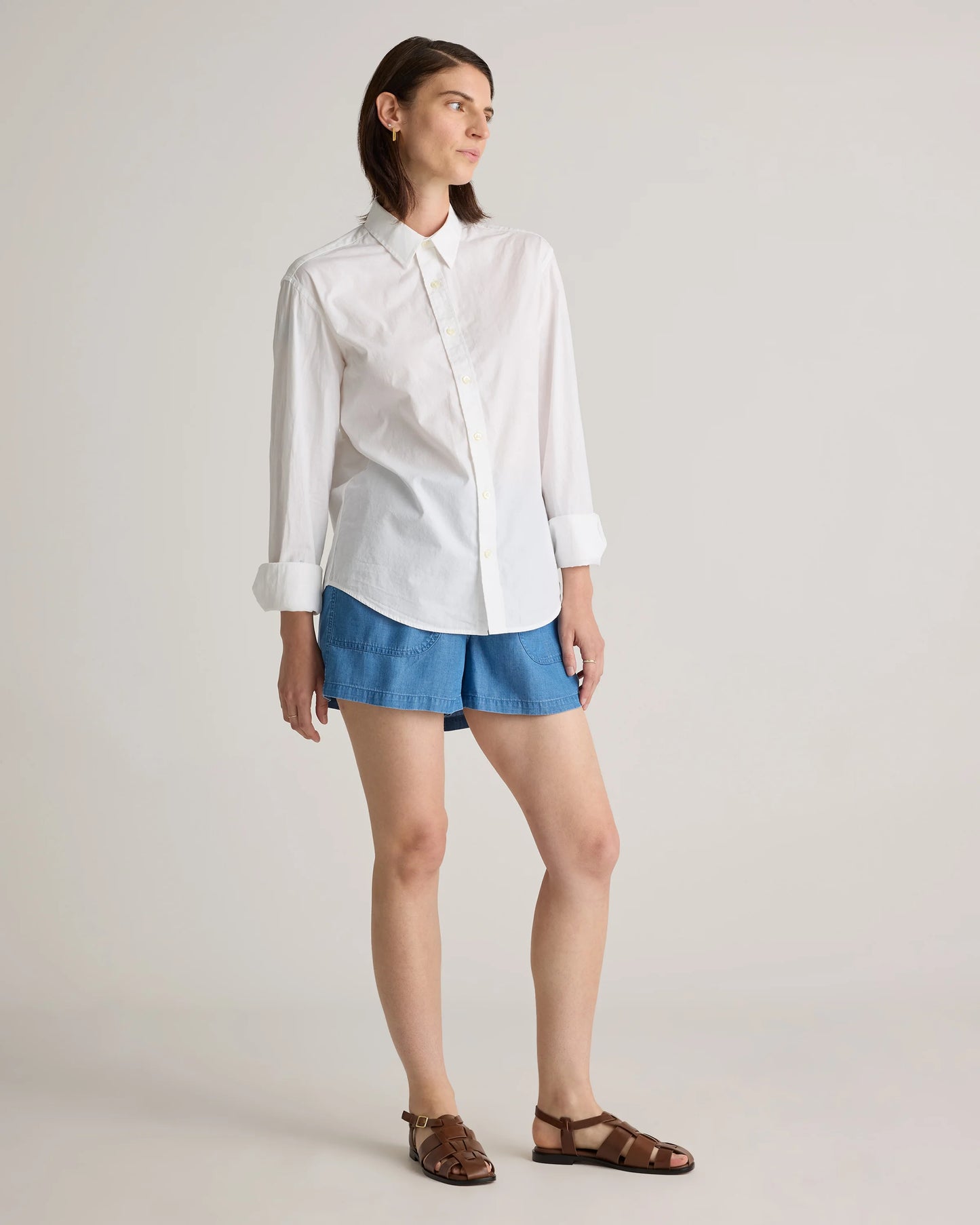 Pull-On Tencel Chambray Shorts - XS / Light Indigo
