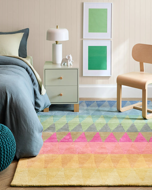 Rainbow Geo Hand-Tufted Rug - 3'6" x 5'6" / Red Multi