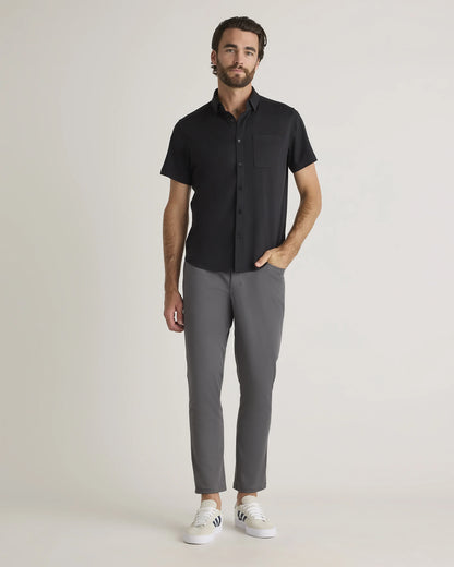 Commuter Stretch Pique Short Sleeve Button Down - S / Black