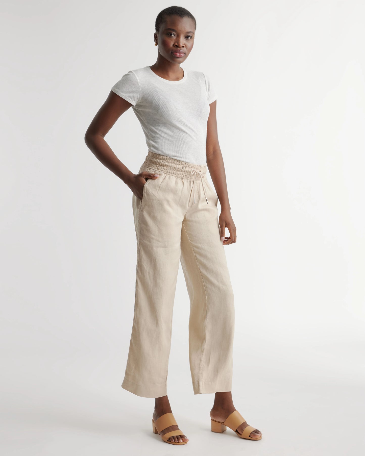 100% European Linen Wide Leg Pants - XS / Flax