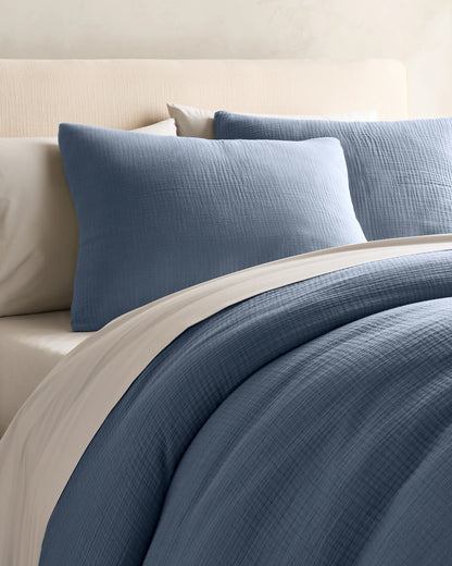 Organic Cotton Gauze Duvet Cover Set - Twin / Dried Sage