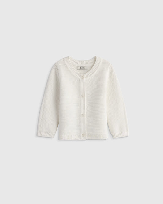 100% Organic Cotton Sweater Cardigan - 0-3M / Ivory