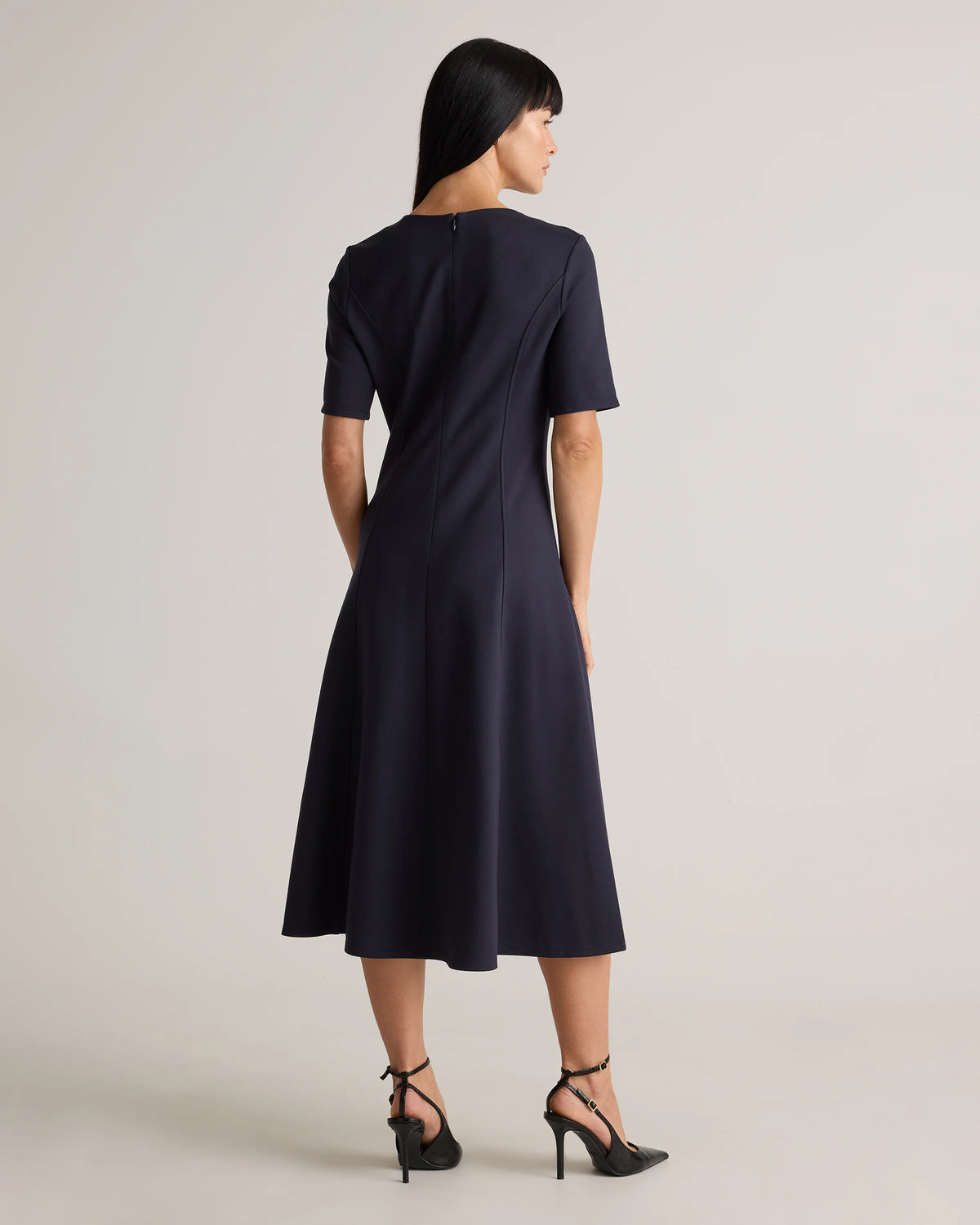 Ultra-Stretch Ponte Short Sleeve Midi Dress - XS / Ruby Red