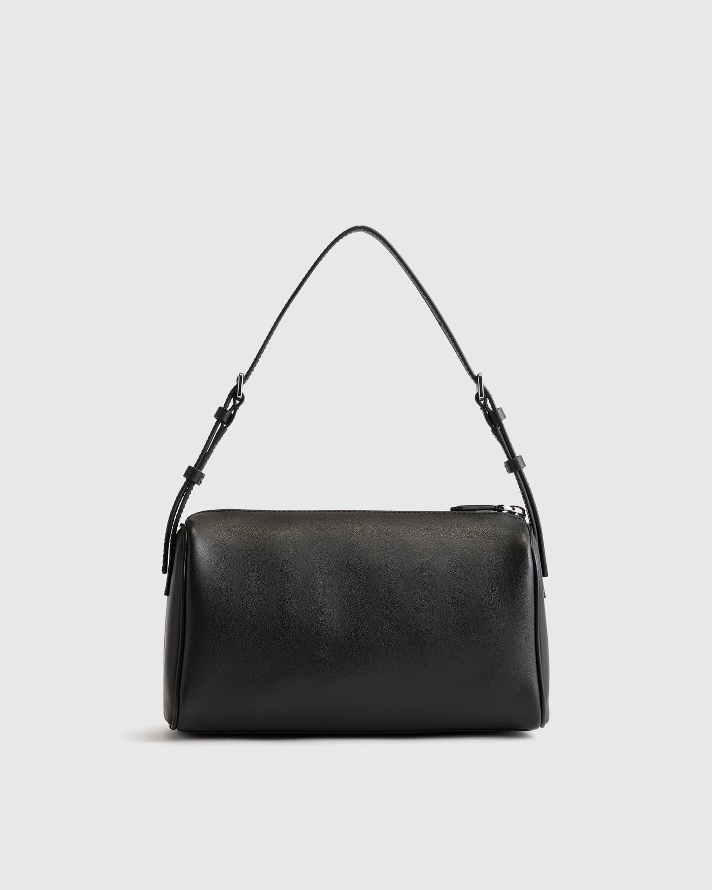 Italian Leather Mini Barrel Shoulder Bag - One Size / Dark Brown