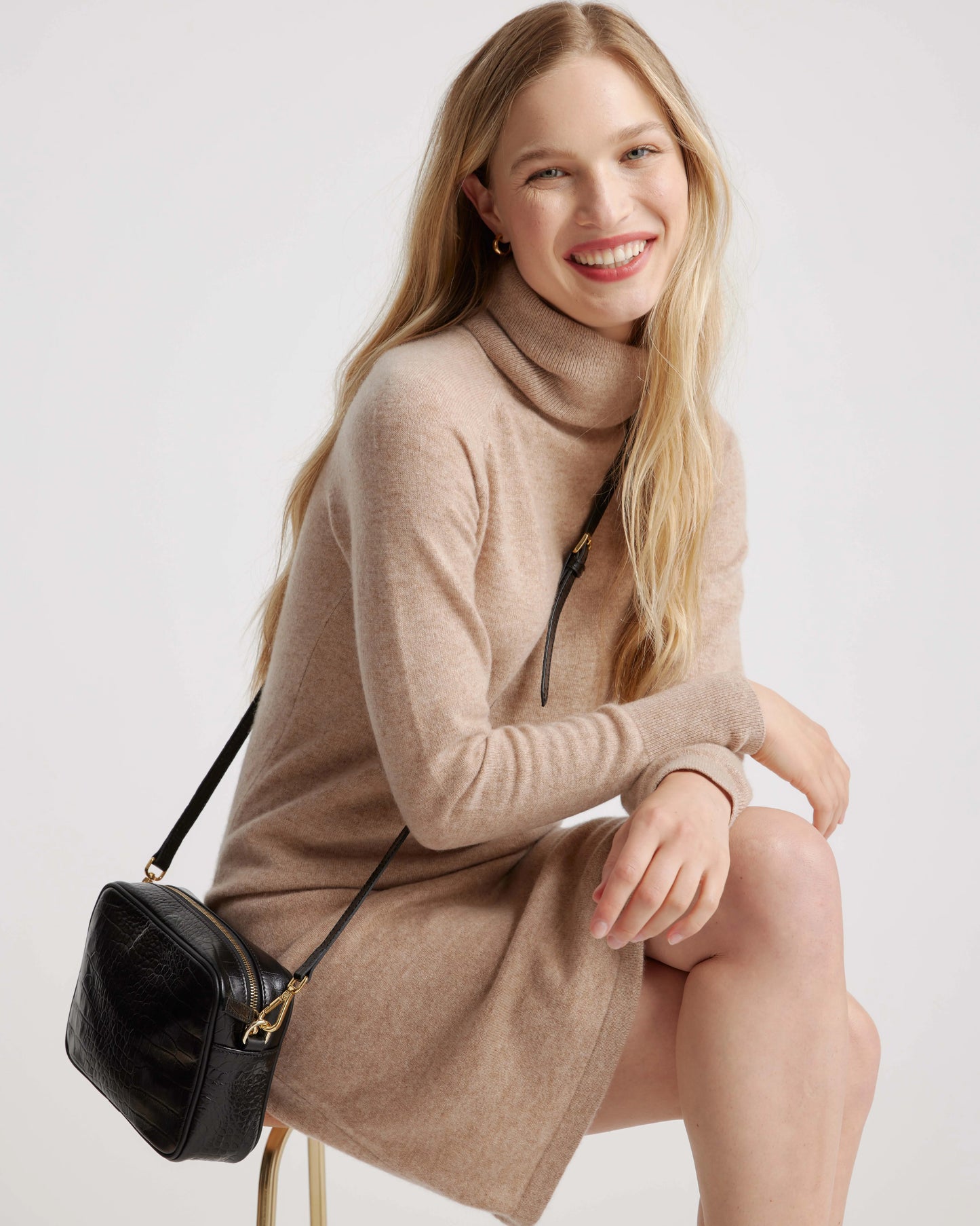 Mongolian Cashmere Turtleneck Sweater Dress - XS / Moss