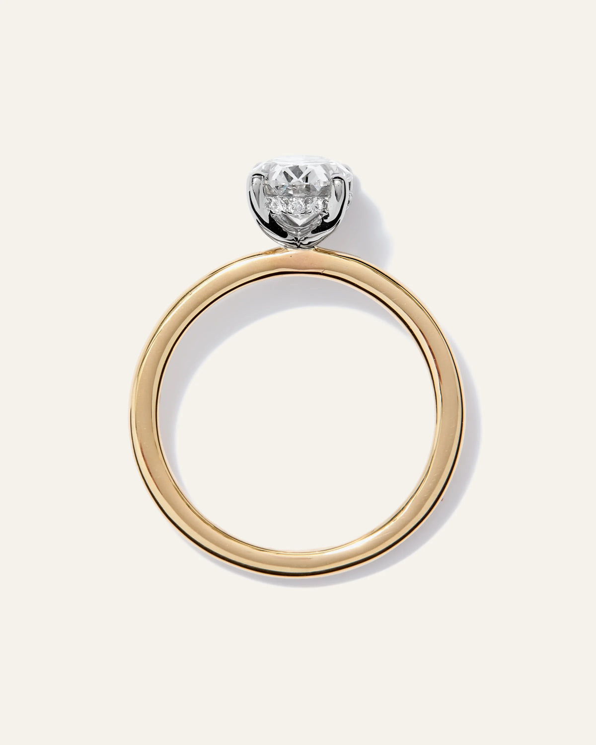 Lab Grown Diamond Oval Petite Hidden Halo Engagement Ring - 1.5ct - 4 / Yellow Gold
