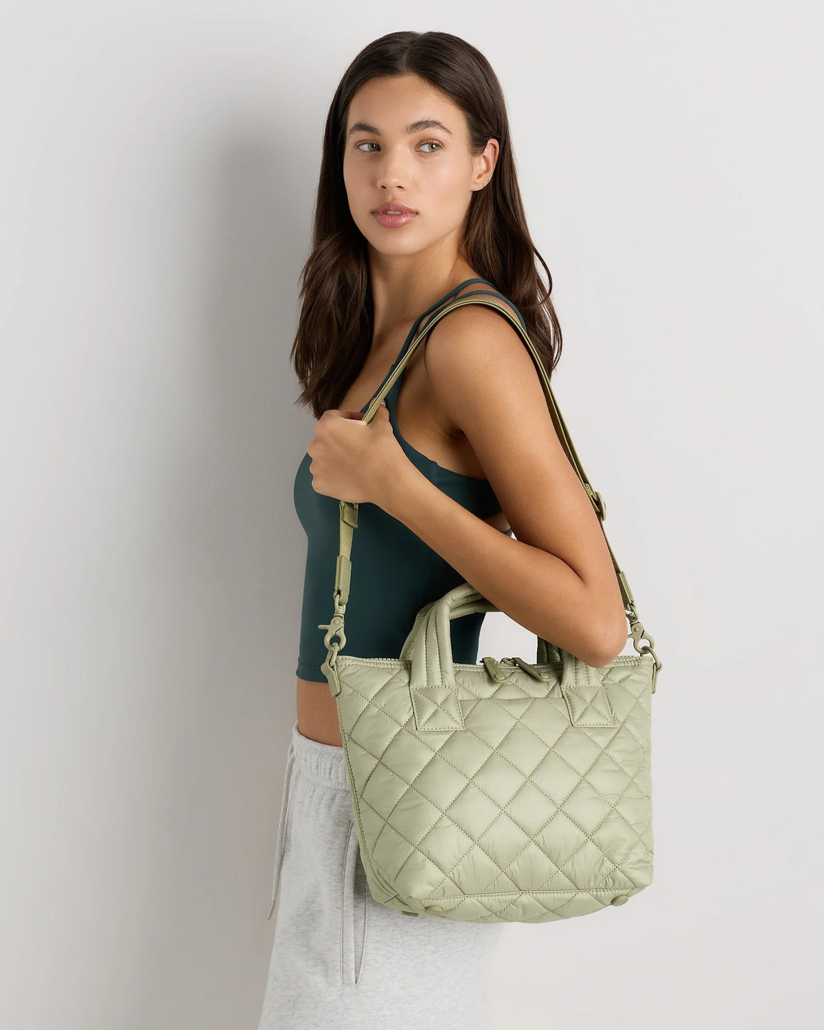 Transit Quilted Small Crossbody Tote - One Size / Taupe Brown