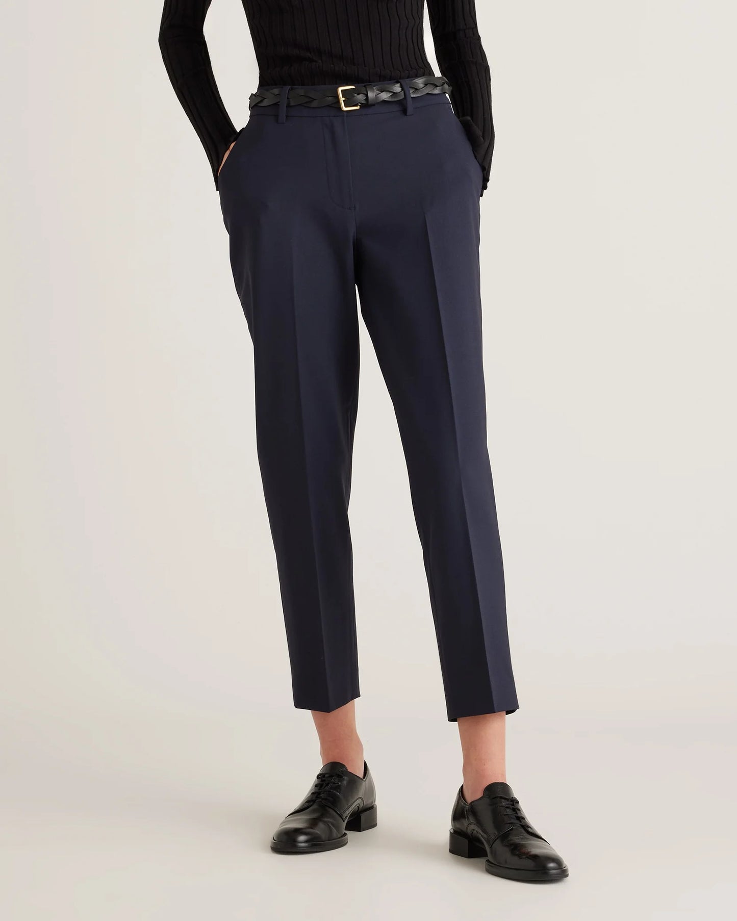 Italian Wool Slim Leg Ankle Pants - 0 / Grey Melange