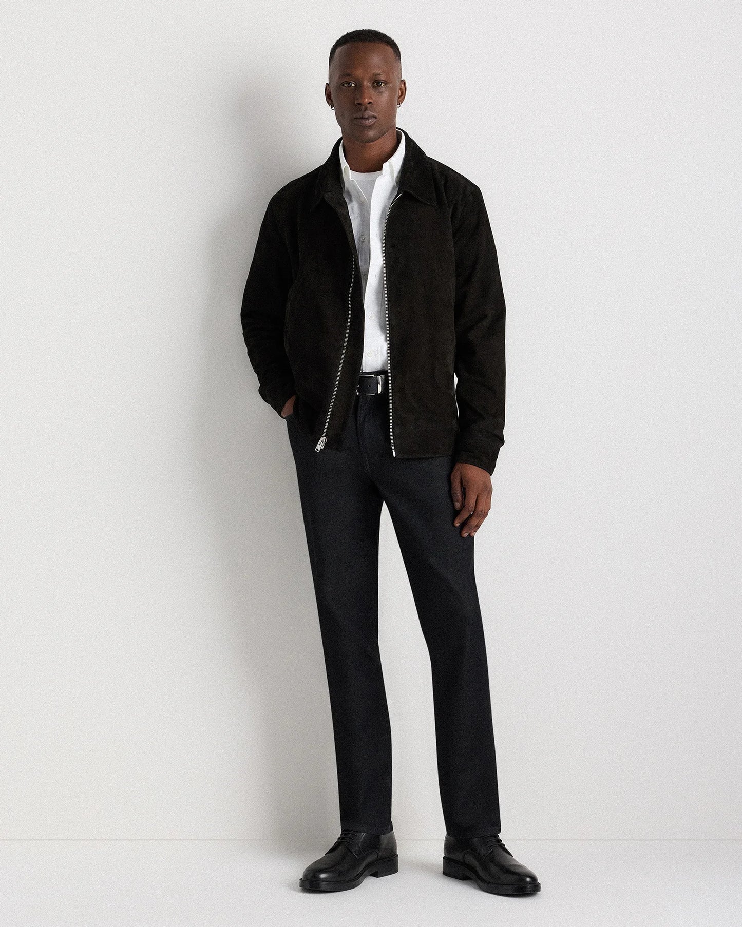 100% Suede Harrington Jacket - S / True Black