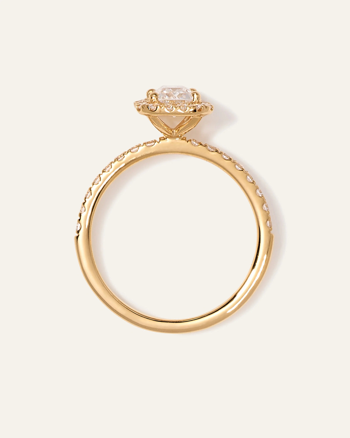Lab Grown Diamond Emerald Halo Pave Engagement Ring - 1.50ct - 4 / Yellow Gold