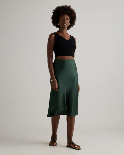 100% Washable Silk Skirt - XS / Champagne