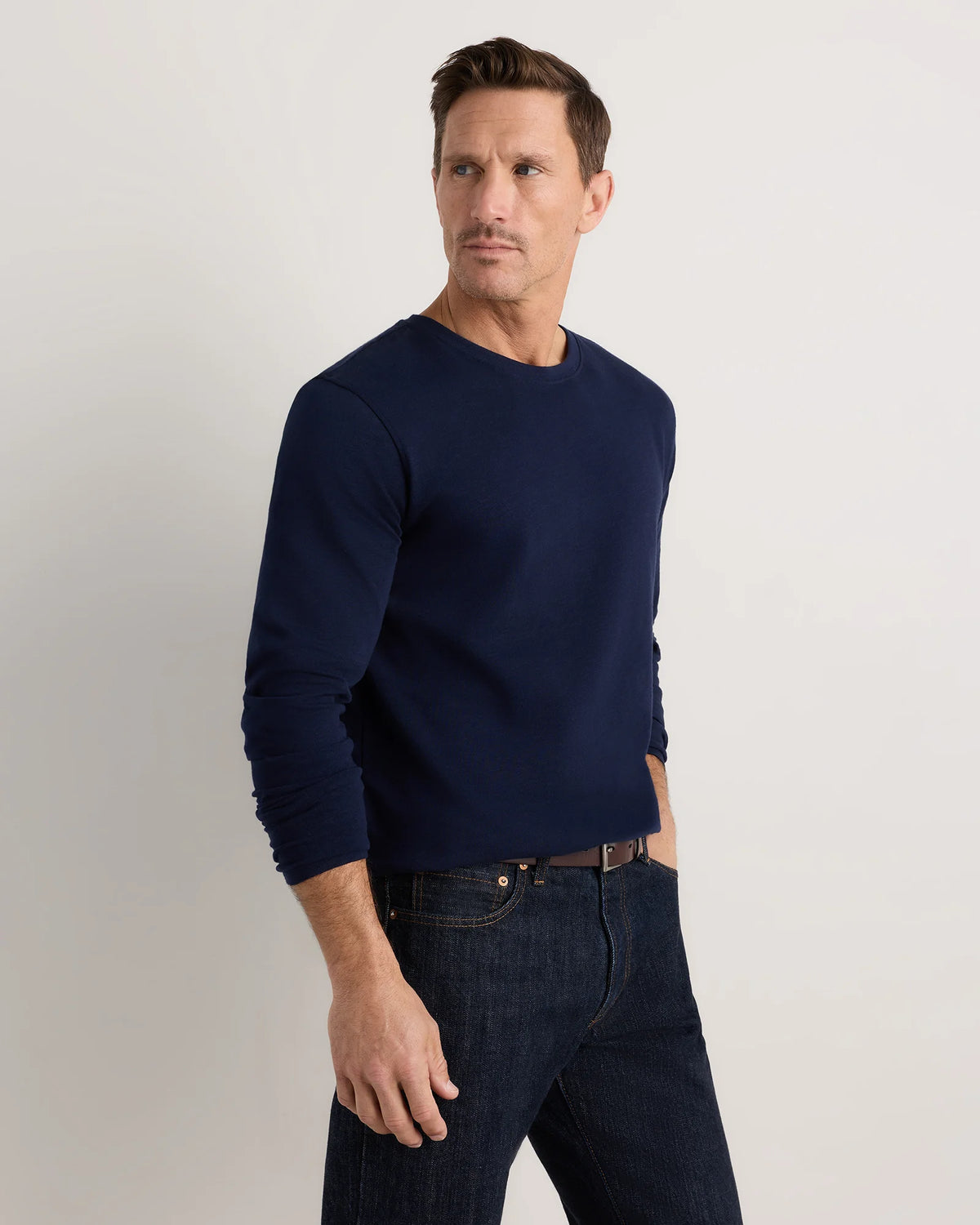 100% Organic Cotton Slub Long Sleeve Tee - S / Classic White