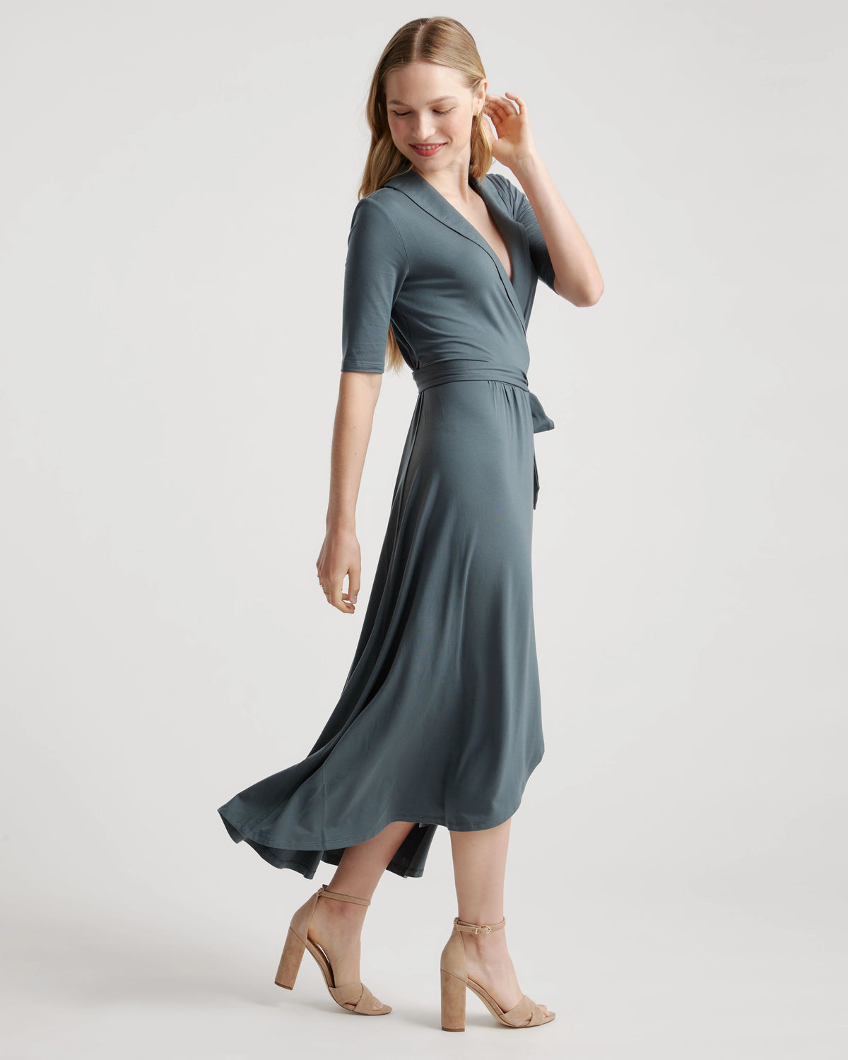 Tencel Jersey Midi Wrap Dress - XS / Brown