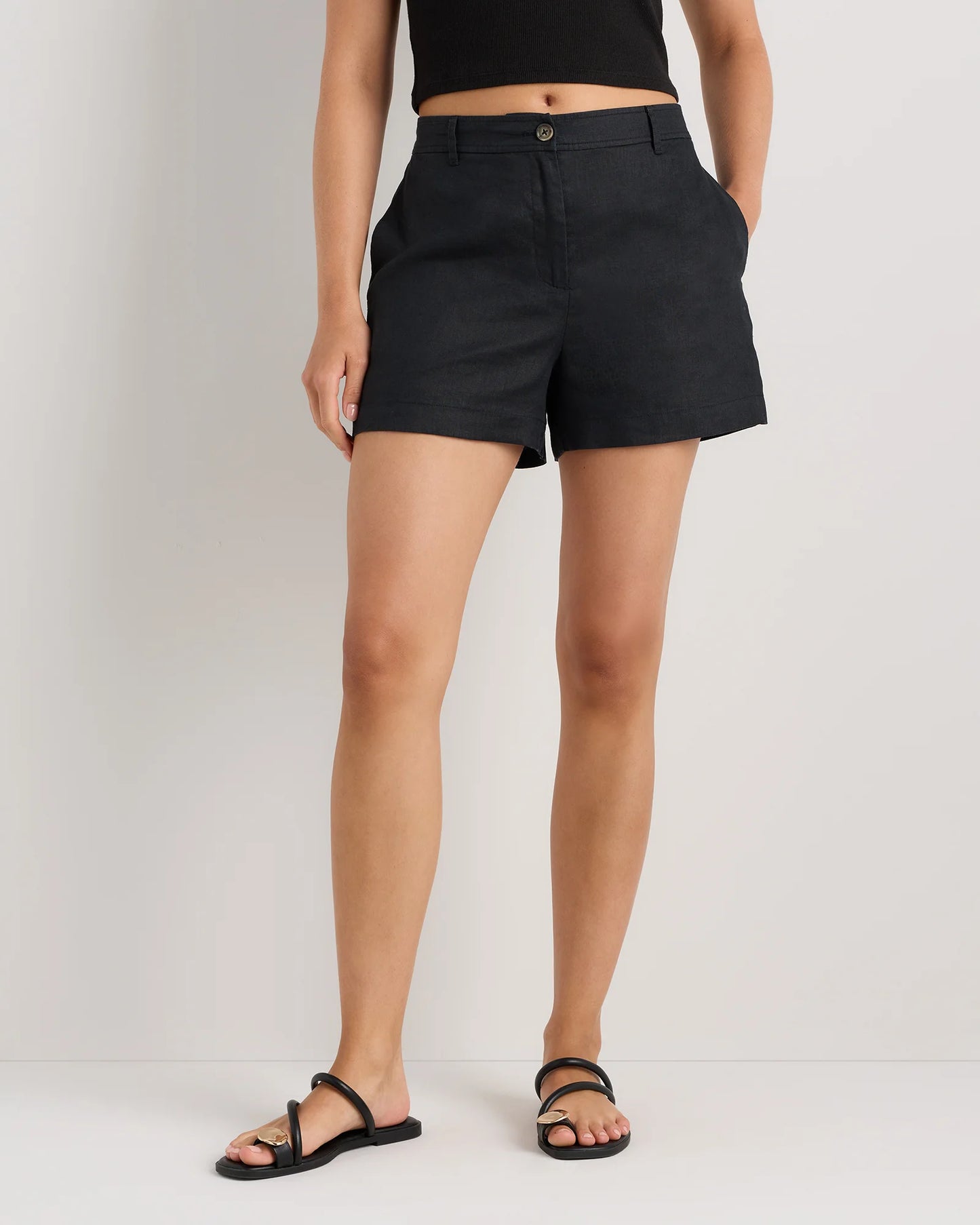 100% European Linen Trouser Shorts - 0 / Bayberry Olive