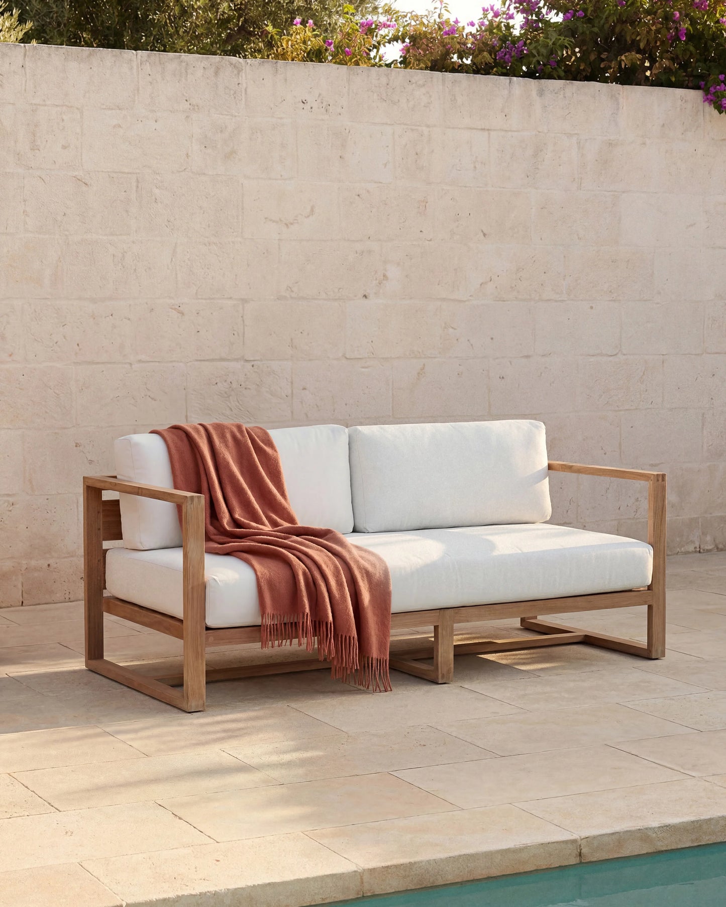 Linear Solid Teak Outdoor Sofa - 65" / Natural Teak