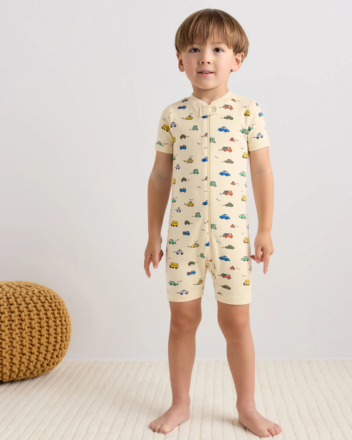 100% Organic Cotton Shortie Onesie Pajama - 2T / Navy Stripe