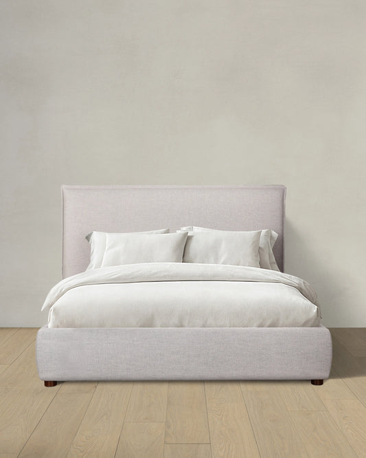 Tailored Edge Bed in Performance Linen - Queen / Light Grey