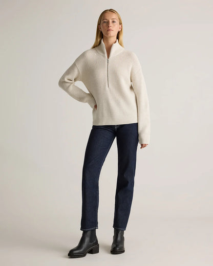 Australian Merino Wool Half Zip Sweater - XS / Heather Grey