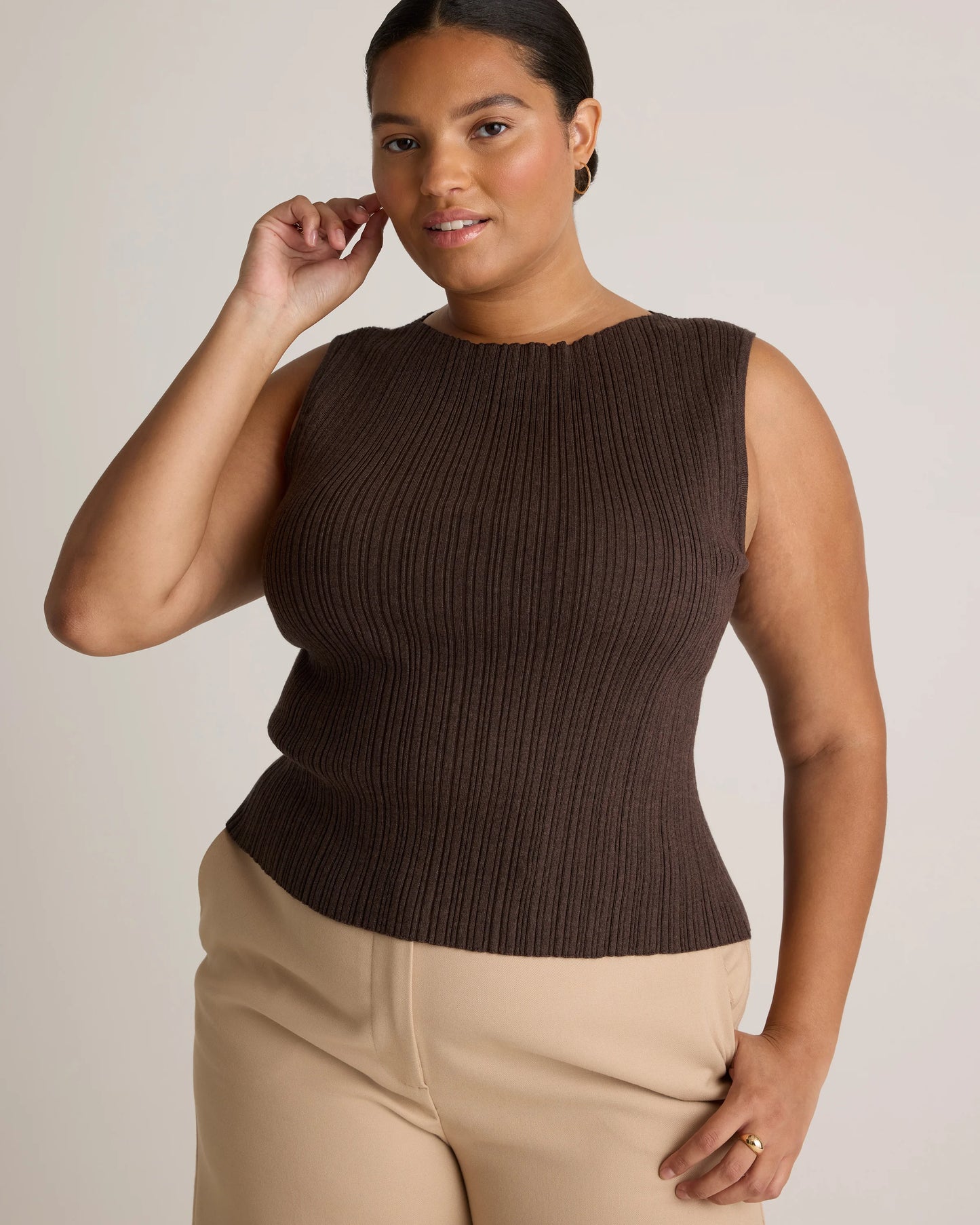 Cotton Cashmere Ribbed Tank - XS / Heather Oatmeal