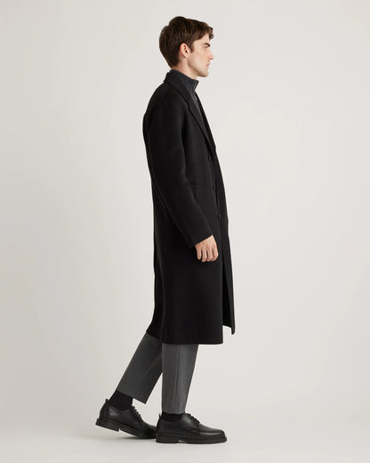 100% Mongolian Cashmere Double-Faced Overcoat - S / Black