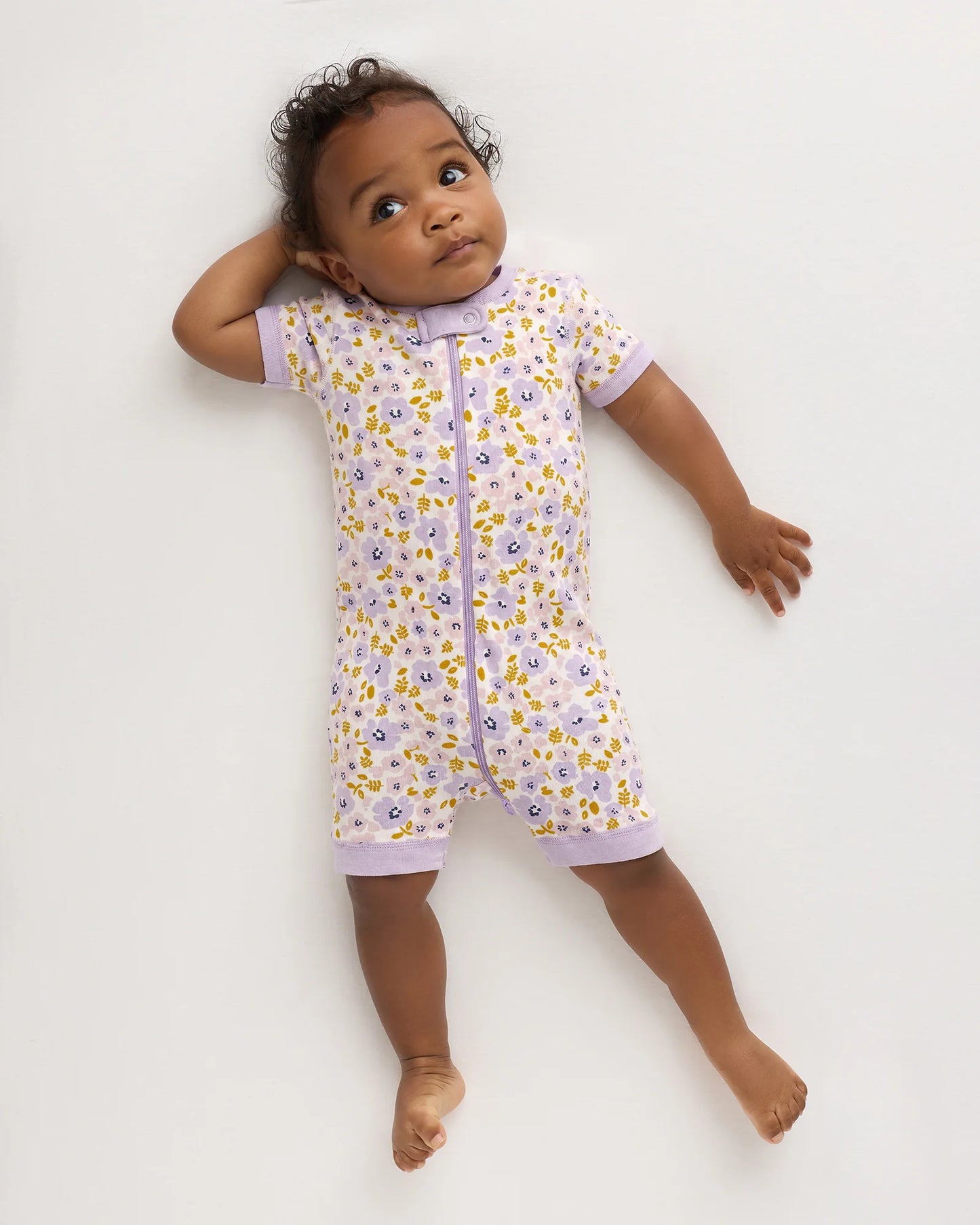 100% Organic Cotton Shortie Onesie Pajama - 0-3M / Animal Faces